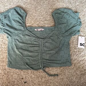 SO Women's Green Ruched Top